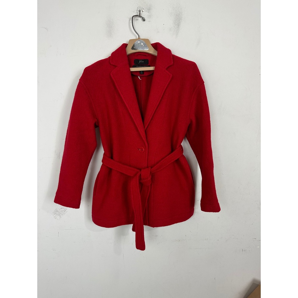 J.Crew Italian‎ Boiled Wool Wrap Blazer Jacket Red XS J4867 FA18